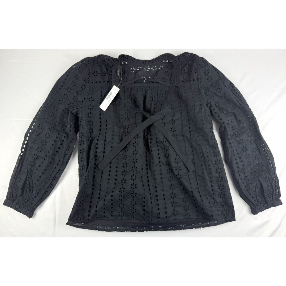 NWT J. Crew Tie-back top in ditsy eyelet Black size S $98 - Picture 5 of 9